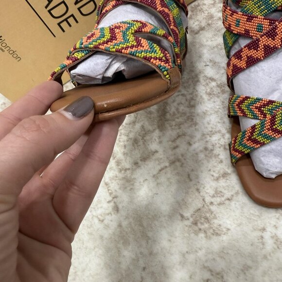 laidbacklondon Sandals Womens Size 7.5 Brown Lauri Flat Beaded Gladiator EU 38 - Picture 8 of 14